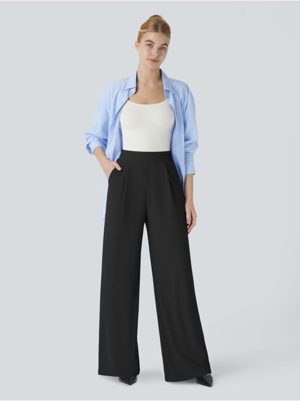 HALARA Black Wide-Leg High-Rise Dress Pants - Picture 5 of 5